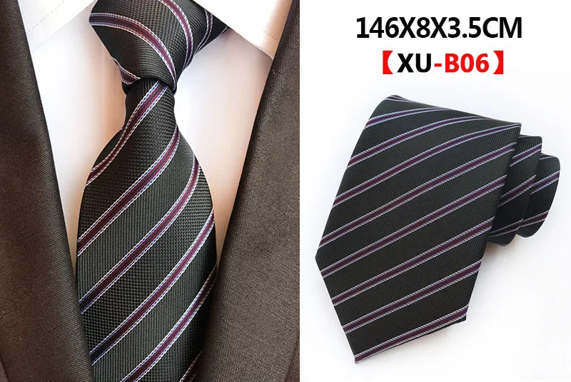 Men's Fashion Tie 8cm Silk Classic Necktie Yellow Blue Plaid Striped Flower Ties Business Wedding Mans Neckwear Gift Accessories