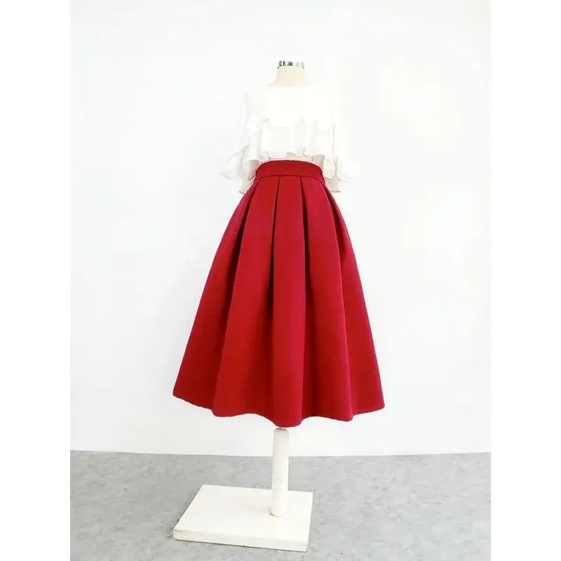 2024 Casual Trend Vintage Slim Women's Elegant Party Skirt Autumn High Waist Zipper Pocket Ball Gown Pleated Skirt New C79