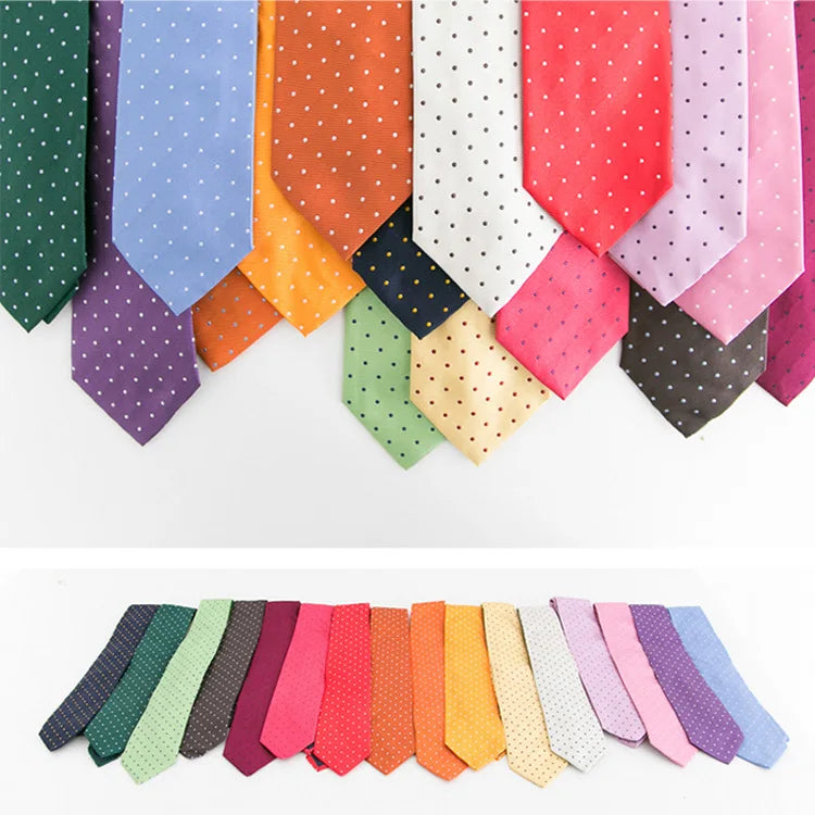 Brand New 2025 Fashion Dot Tie For Mens 8CM Necktie Business Formal Polka Dot Necktie Wedding Gift Orange Blue Red Tie Accessories Gravatas
