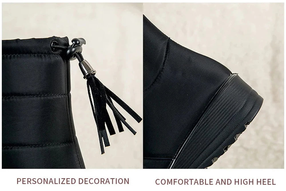 Winter Boots Women's Mid-Calf Snow Boots Women Shoes Wedges Keep Warm Fur Female Boot Shoes Chaussure Femme Botines Mujer 2024