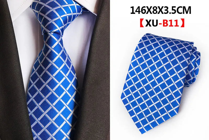 Men's Fashion Tie 8cm Silk Classic Necktie Yellow Blue Plaid Striped Flower Ties Business Wedding Mans Neckwear Gift Accessories