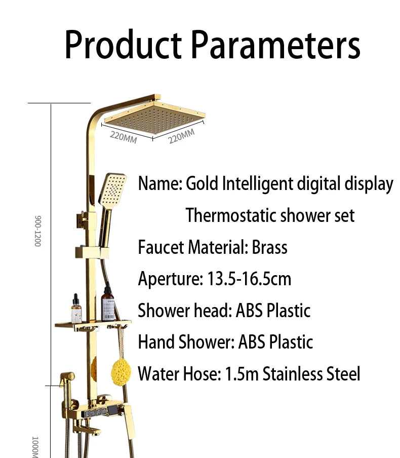 New 2024-2025 Chrome Digital Bathroom Shower System for Bathroom Accessories Brass Bathroom Mixer Faucet Thermostatic Digital Shower Set Plus FREE SHIPPING