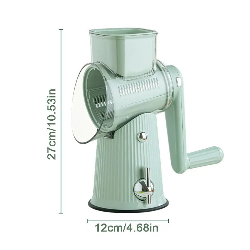 New 2025 5 In 1 Rotary Cheese Grater With Handle Manual Vegetable Graters Shredder Slicer Nuts Grinder With Strong Suction Base