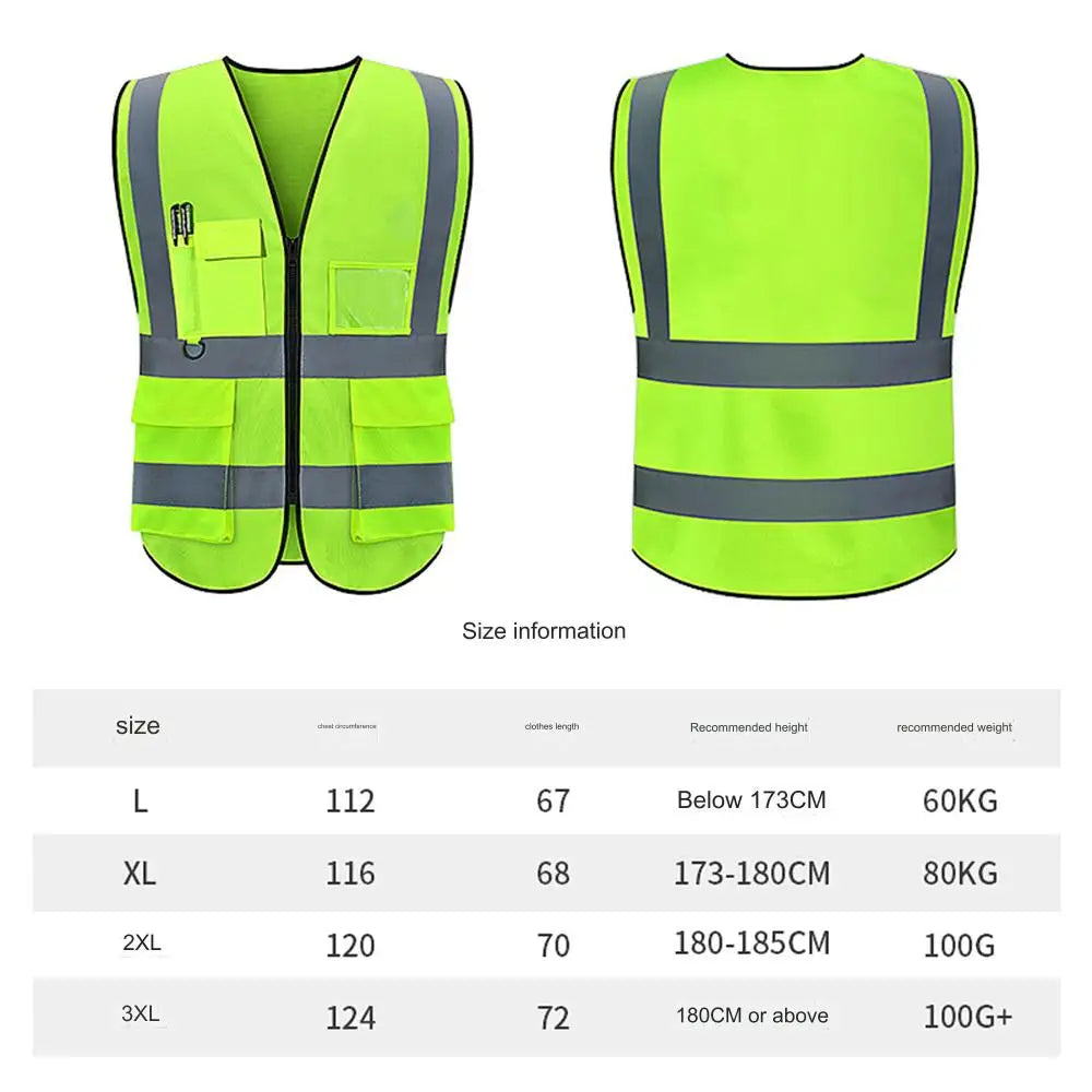 Highlight Reflective Straps Motorcycle Cycling Night Security Running Safety Vest High Visibility Reflective Safety Jacket XXL