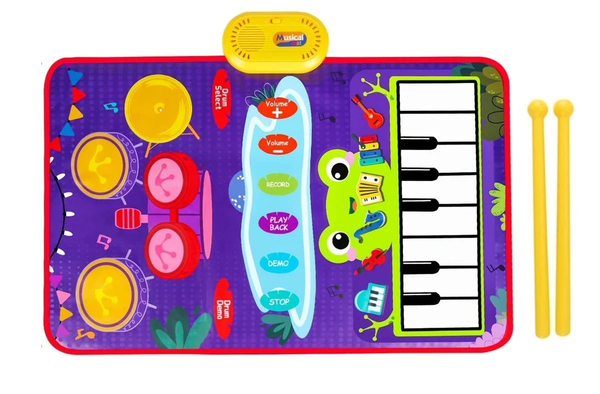 80x50cm Music Play Mat for Kids Toddlers Floor Piano Keyboard Drum Toys Dance Mat with 6 Instruments Sounds Educational Toys