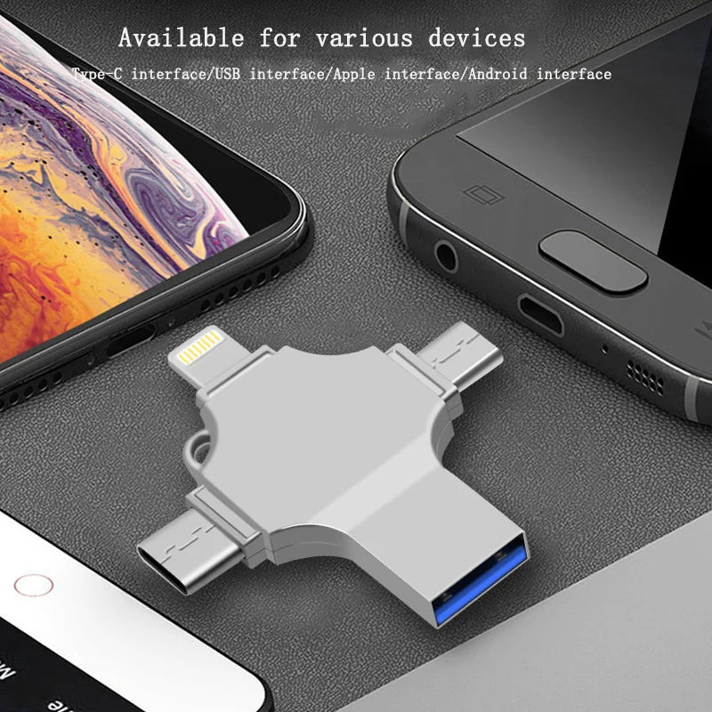 4-in-1 USB  Android/TYPE-C/USB3.0/OTG, 1M+ Cycles, High-Speed 17-90MB/S, Wide Temp Range, Fast Ship, Great Service WHEN YOU PURCHASE ONE WE OFFER A FREE LAPTOP STAND AS A GIFT