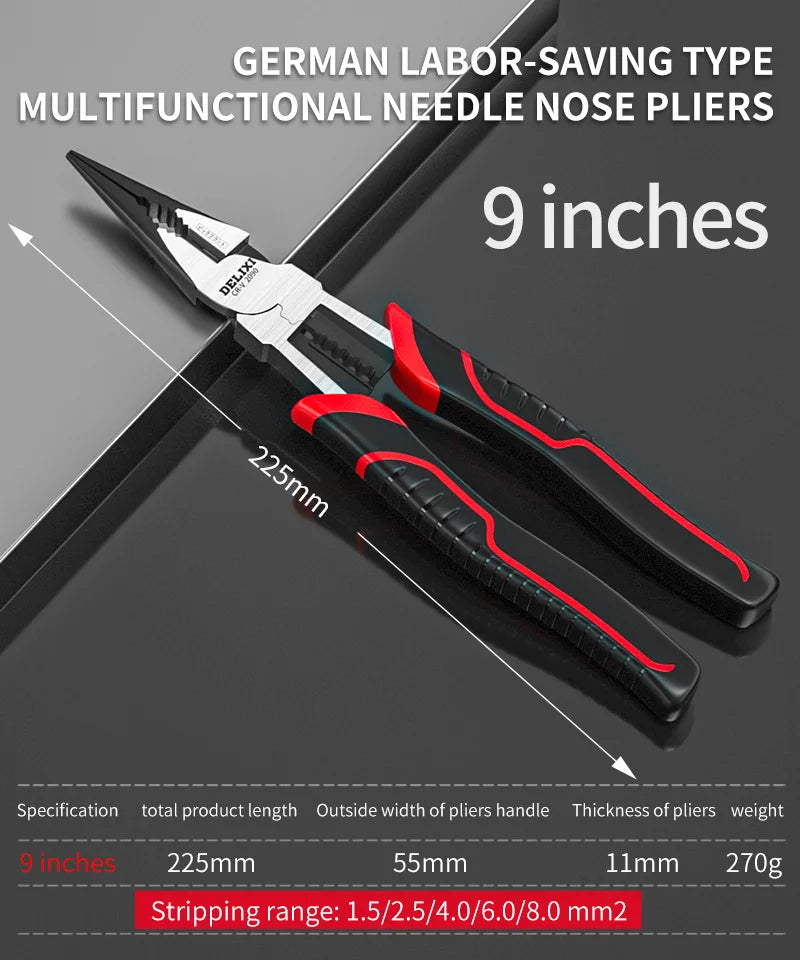Multifunction Pliers Set Needle Diagonal Pliers Stripper Wire Cutters Wire Pliers Nose Pliers Electrician Repair Tools