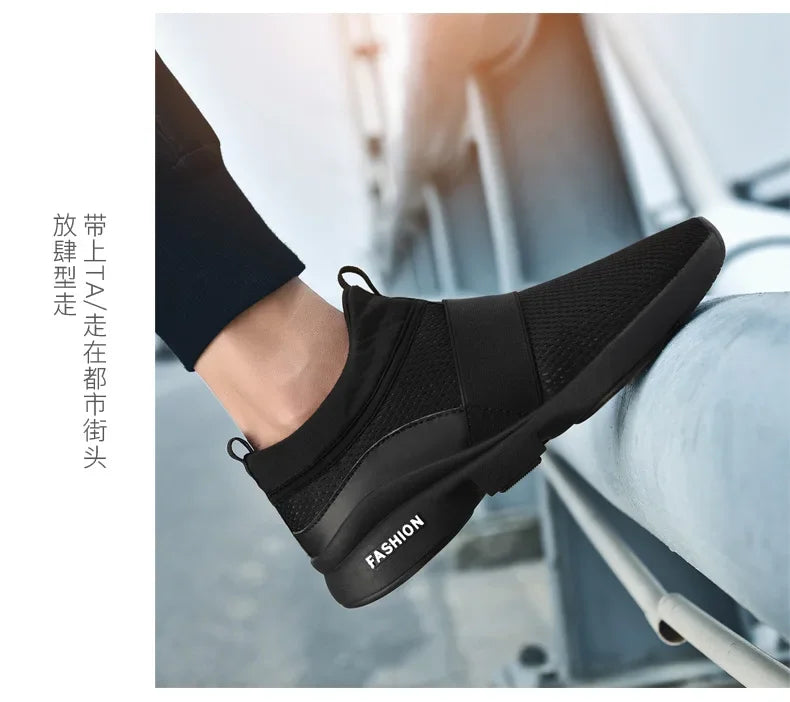 2025 Men Casual Shoes Sneakers Fashion Loafers Comfortable Mesh Mens Shoes Footwear Lightweight Walking Shoes White Size 46 Big Big SALES Now