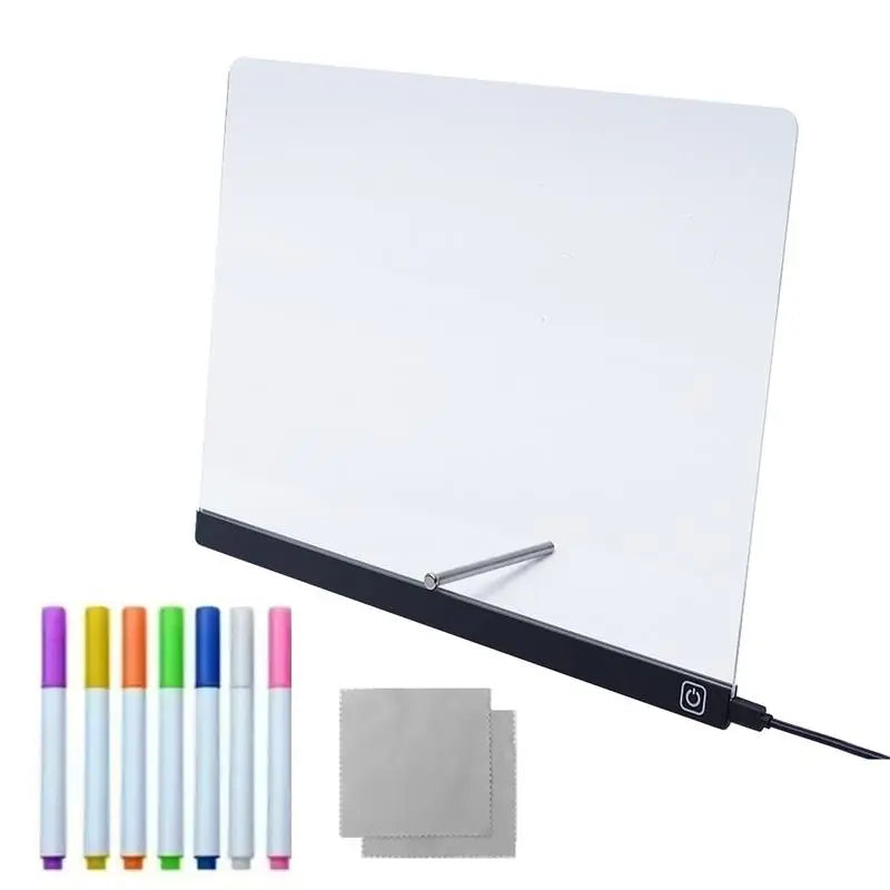 LED Letter Message Board With 7 Colorful Pens Acrylic Dry Erase Board with Light Light Up Dry Erase Board for Office School Home
