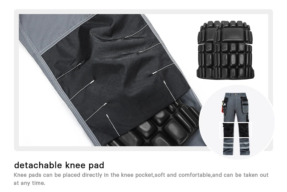 Electrician Men Working Pants Multi Functional Pockets Wear-resistance Workwear Trousers Reflective Work Mechanic Repair Mens Cargo Pants