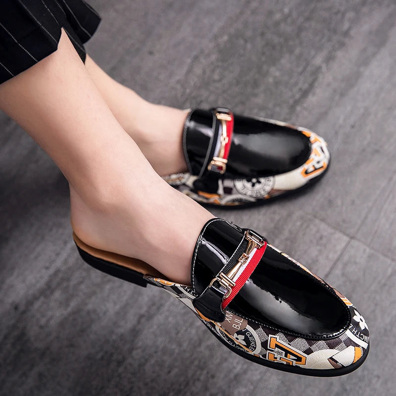 TINTINOS 2024 Summer Half Shoes Men Leather Shoes Men Mules Casual Shoes Fashion Half Drag Loafer Leather Men Shoes Mocassin Handmade Shoes