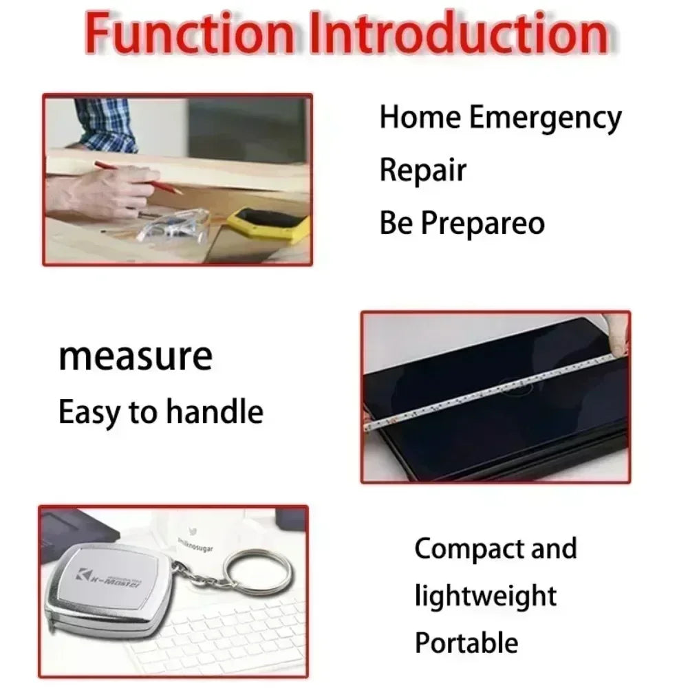 2 Meters Small Tape Measures Metric and Imperial System Key Ring Mini Steel Tape Measure Pocket Portable Compact Carry Around