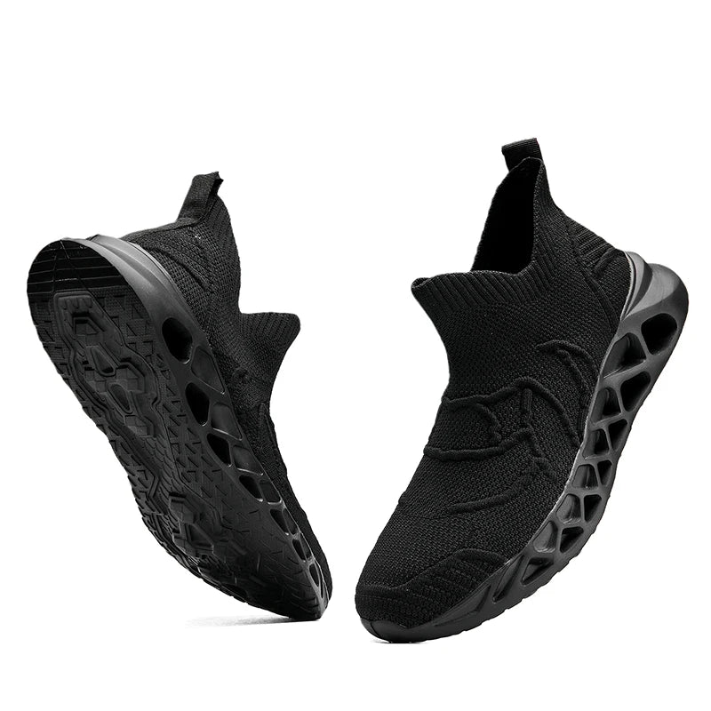 Big Size 40-47 Men Tennis Sport Shoes Breathable Mesh Sock Sneakers Slip-on Walking Footwear Super Light Trainer Tenis Masculino