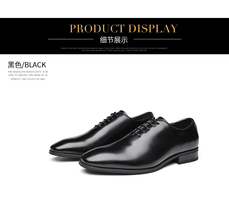 English new Style 2024-2025  Men Leather Shoes Prince Classic Formal Whole-cut Dress Shoes Hand Rubbing Lace Up Business Leather Shoes Oxford