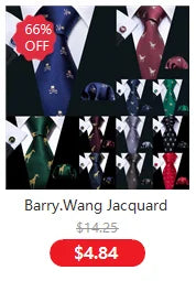 Barry.Wang Jacquard Animal Silk Men Tie Hankerchief Cufflinks Set Novelty Necktie for Male Gift Wedding Business Party 30 Styles