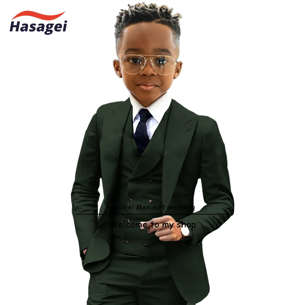 2024 - 2025 Mint Color Suit Kids Blazer Pants Vest 3 Piece Set Party Wedding Boys Tuxedo 2-16 Years Old Customized Festival Blazer