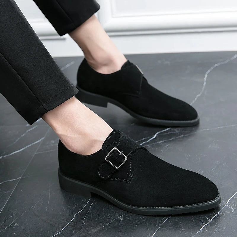 NEW 2024-2025 Fashion Luxury Brand Designer black Brown suede Monk Strap Shoes For Men Formal Wedding Dress Homecoming Sapatos Tenis Masculino