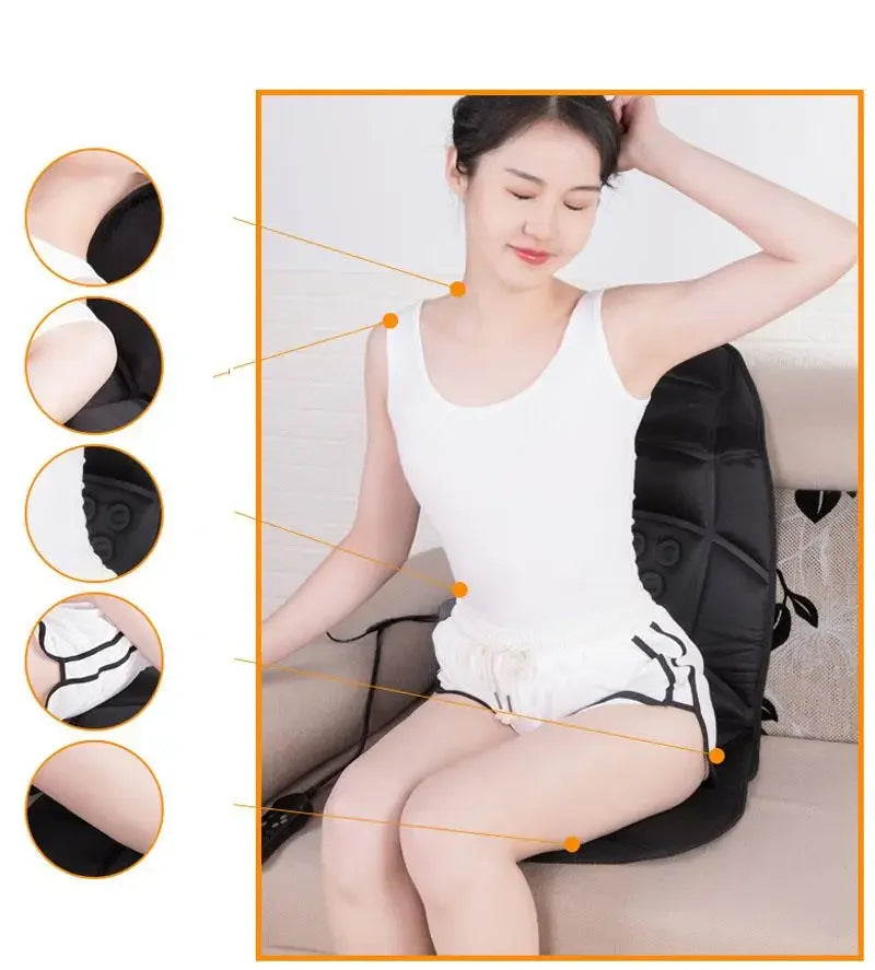 Car Home Office Massage Full-Body Back Neck Waist Therapy Heat 7 Motors Vibrate Heated Massage Electric Vibrator Cushion Seat