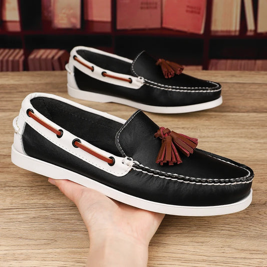 New 2024 Genuine Leather Men's Shoes Luxury Brand Lace-up Casual Shoes Designer Outdoor New Summer Sneakers Lightweight Driving Loafers