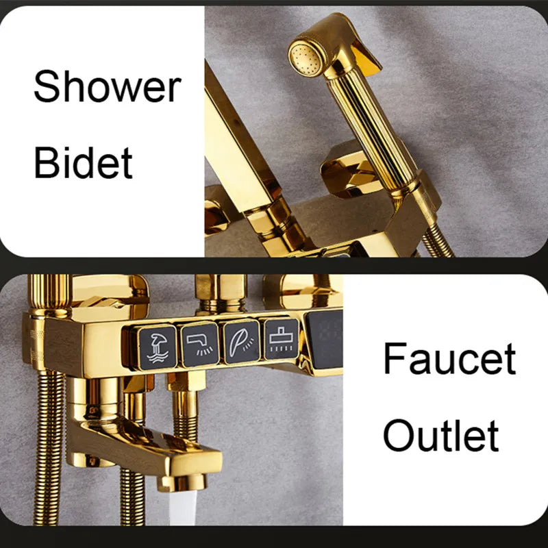 New 2024-2025 Chrome Digital Bathroom Shower System for Bathroom Accessories Brass Bathroom Mixer Faucet Thermostatic Digital Shower Set Plus FREE SHIPPING