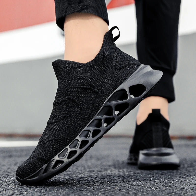 Big Size 40-47 Men Tennis Sport Shoes Breathable Mesh Sock Sneakers Slip-on Walking Footwear Super Light Trainer Tenis Masculino