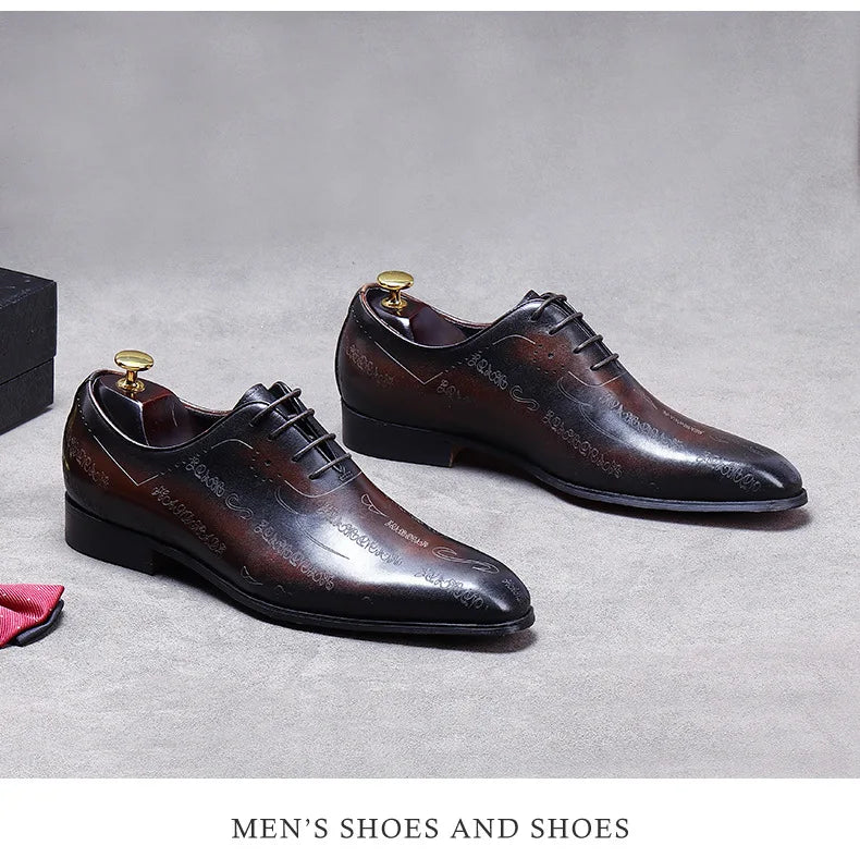 Our New Collections 2024-2025 Handmade Mens Wedding Oxford Shoes Brown Genuine Leather Brogue Men's Dress Shoes Lace Up Business Formal Shoes For Men