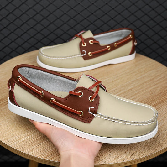 Summer 2024 Men's Shoes Luxury Brand Casual Shoes Classic Lace-up Leather Men Sneakers Handmade Designer Boat Shoes Driving Loafers