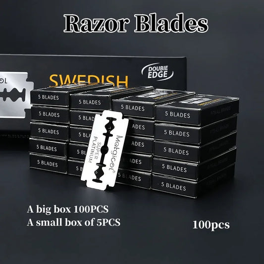 100pcs Double Edge Razor Blades Men's Razor Blades Shaving Stainless Steel Shaving Blades Manual Razor Blade Shaving Tool