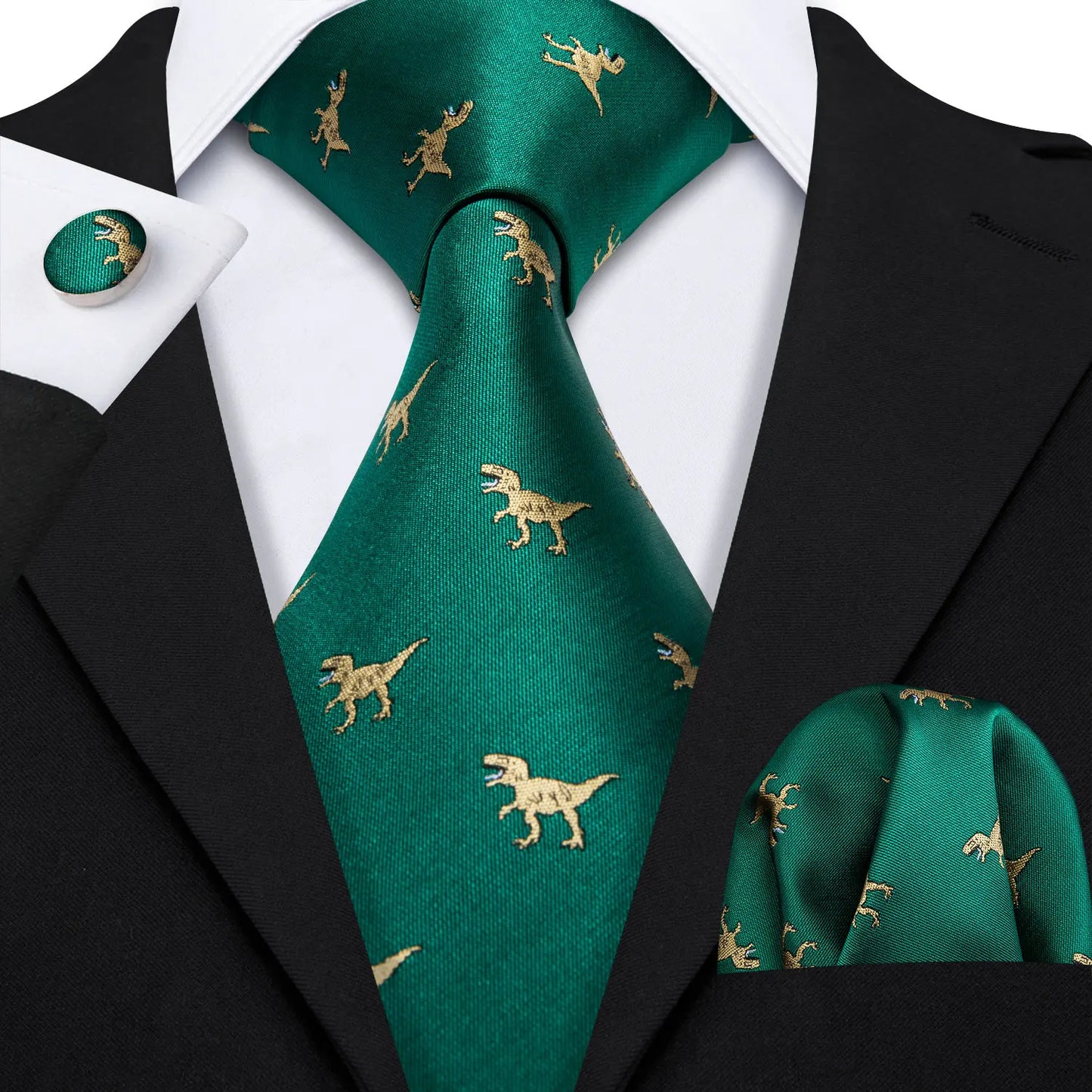 Amazony Epic Green Silk Mens Tie Hanky Cufflinks Set Mint Grass Teal Bottle Sage Pea Green Necktie For Male Wedding Business Party