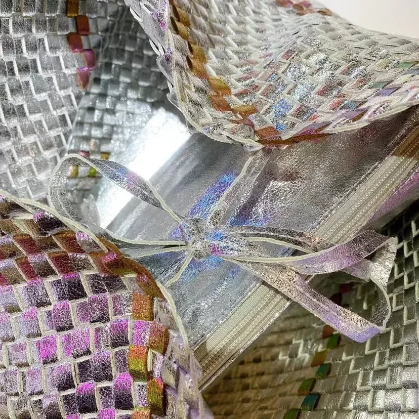 Luxury Woven Tote Women's Handbags Designer Large Shoulder Bags for Women 2025 Fashion PU Shopper Purses Composited Bags Clutch