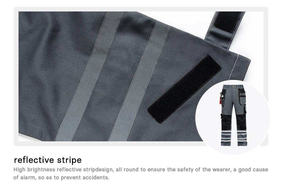 Electrician Men Working Pants Multi Functional Pockets Wear-resistance Workwear Trousers Reflective Work Mechanic Repair Mens Cargo Pants