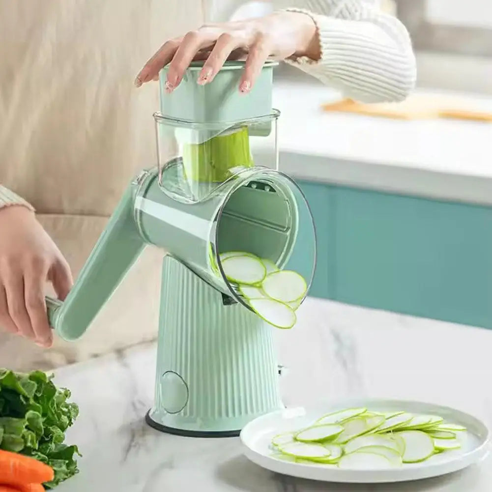 New 2025 5 In 1 Rotary Cheese Grater With Handle Manual Vegetable Graters Shredder Slicer Nuts Grinder With Strong Suction Base