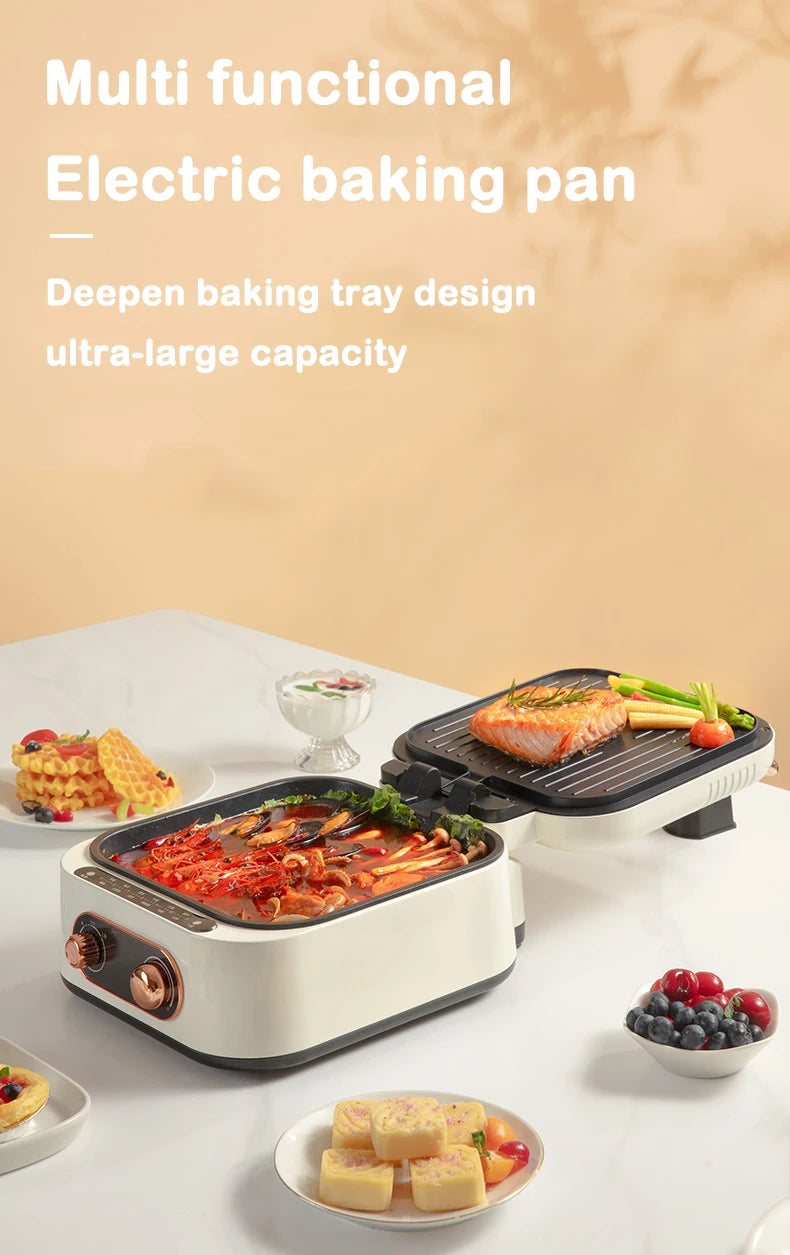 New 2024-2025 110V Multifunction Electric Baking Pan Deepen Cooker Double-side Heating Thick Pancake Machine Hot Pot Barbeque Steak Frying Pan