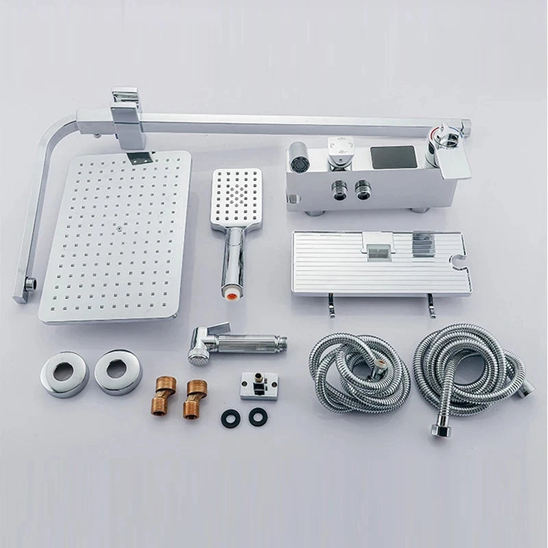 New 2024-2025 Chrome Digital Bathroom Shower System for Bathroom Accessories Brass Bathroom Mixer Faucet Thermostatic Digital Shower Set Plus FREE SHIPPING