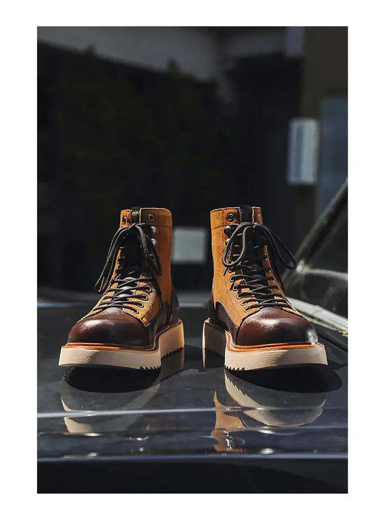 New Collection 2024-2025  Brand Men Genuine Leather  Boots 2024 Men Brand Comfortable Retro British Style Work Outdoor Ankle Classic Handmade Boots Buy one boots Get a free Laptop stand