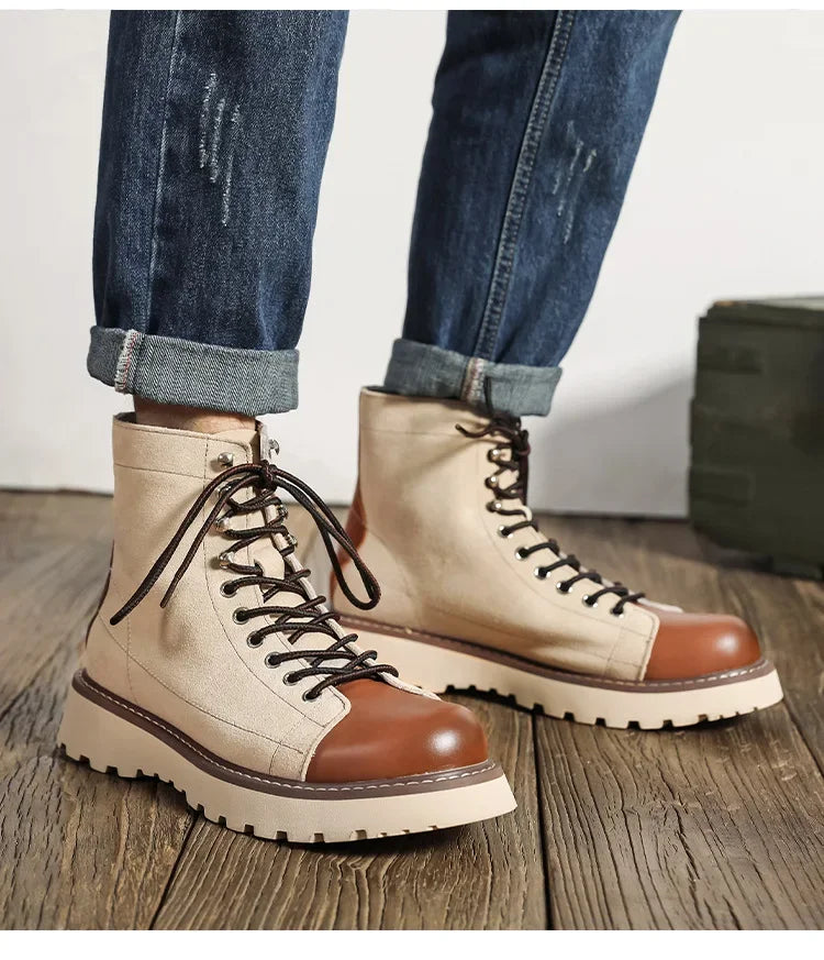 Our new collection 2024-2025 Mid-british Desert Boots for Men Color Match Autumn Winter Designer Cow Leather Platform Shoes Male Fashion Casual Ankle Boots BUY ONE AND GET A FREE GIFT LAPTOP STAND