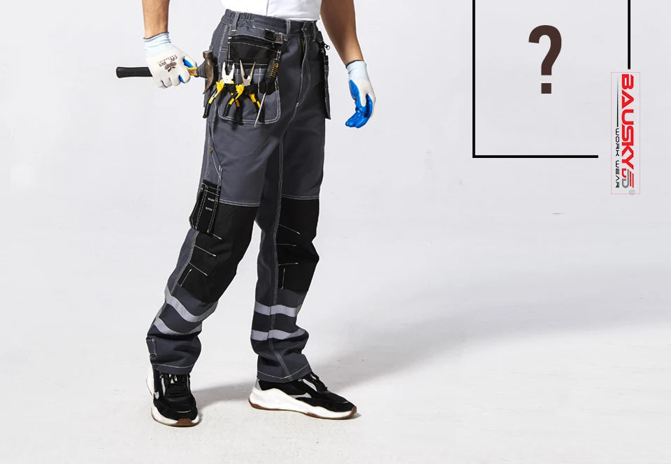 Electrician Men Working Pants Multi Functional Pockets Wear-resistance Workwear Trousers Reflective Work Mechanic Repair Mens Cargo Pants