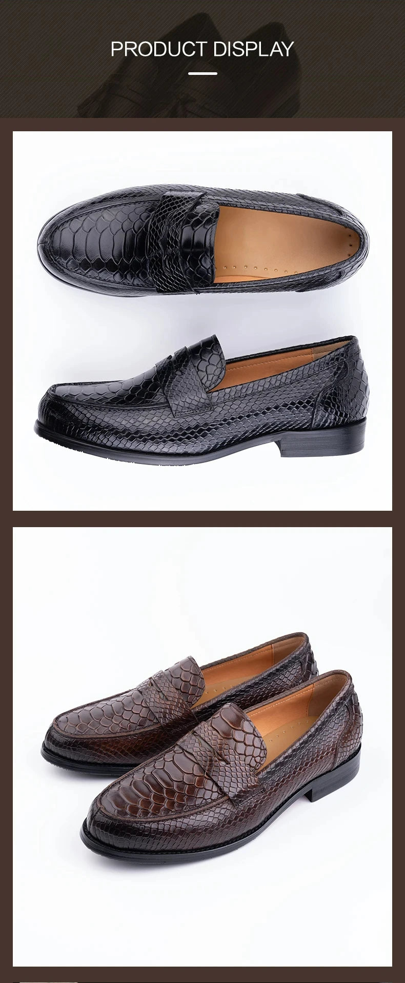 New Collection 2024-2025 Snake Printing Leather Men Shoes Loafers Design Slip on Daily Casual Shoe Genuine Cowhide Handmade Sewing Comfortable Dress Shoe