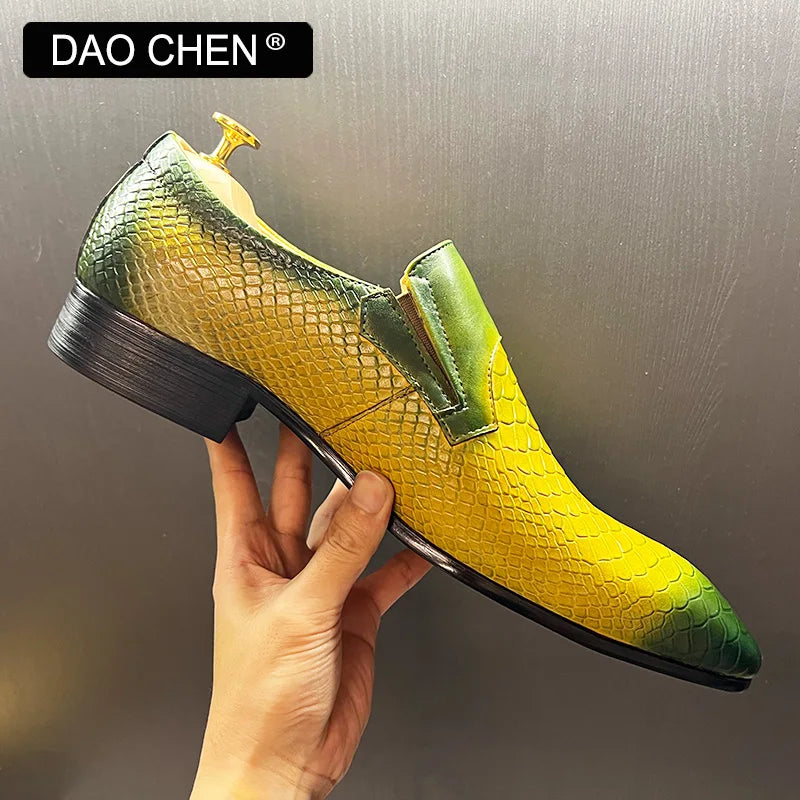 NEW 2024 ITALIAN MEN LOAFERS SHOES BLACK MIXED COLORS SLIP ON REAL LEATHER MEMS DRESS SHOES WEDDING OFFICE BANQUET CASUAL SHOES