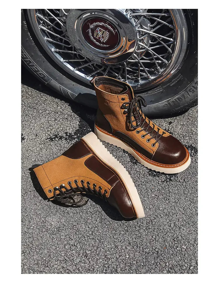 New Collection 2024-2025  Brand Men Genuine Leather  Boots 2024 Men Brand Comfortable Retro British Style Work Outdoor Ankle Classic Handmade Boots Buy one boots Get a free Laptop stand