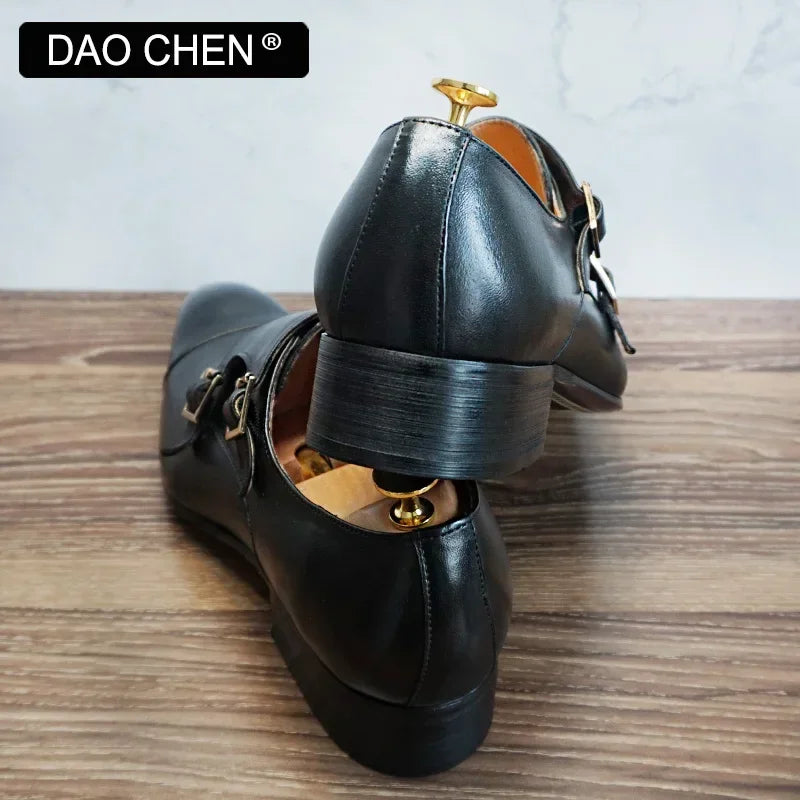 LUXURY DESIGNER MEN'S MONK SHOES BLACK BROWN BUCKLE STRAP LOAFERS MENS DRESS SHOES OFFICE WEDDING REAL LEATHER SHOES MEN WE OFFER 10%OFF IN ALL ITEM
