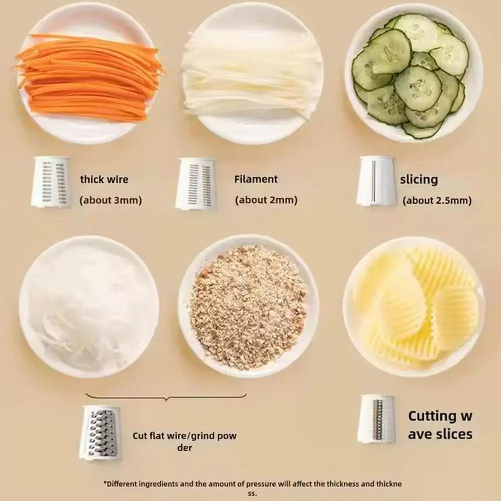 New 2025 5 In 1 Rotary Cheese Grater With Handle Manual Vegetable Graters Shredder Slicer Nuts Grinder With Strong Suction Base