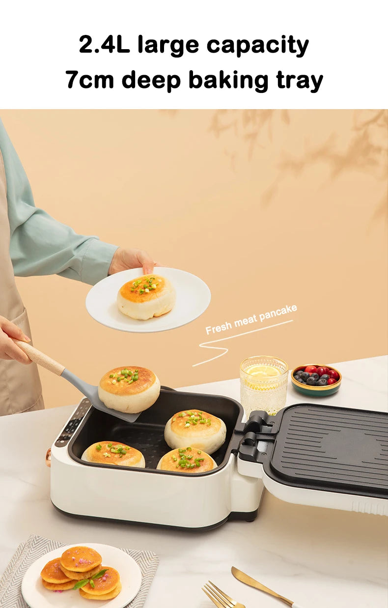 New 2024-2025 110V Multifunction Electric Baking Pan Deepen Cooker Double-side Heating Thick Pancake Machine Hot Pot Barbeque Steak Frying Pan