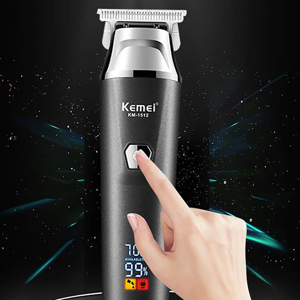 Kemei Professional Hair Trimmer Rechargeable Electric Hair Clippers Cordless Zero Gap hair cutting machine 7000RPM LCD Display