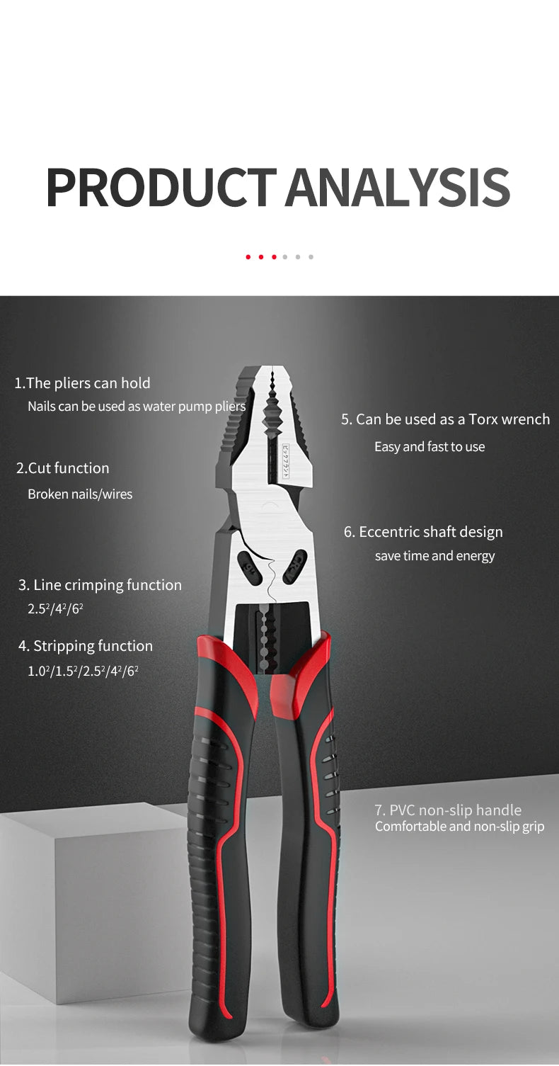 Multifunction Pliers Set Needle Diagonal Pliers Stripper Wire Cutters Wire Pliers Nose Pliers Electrician Repair Tools