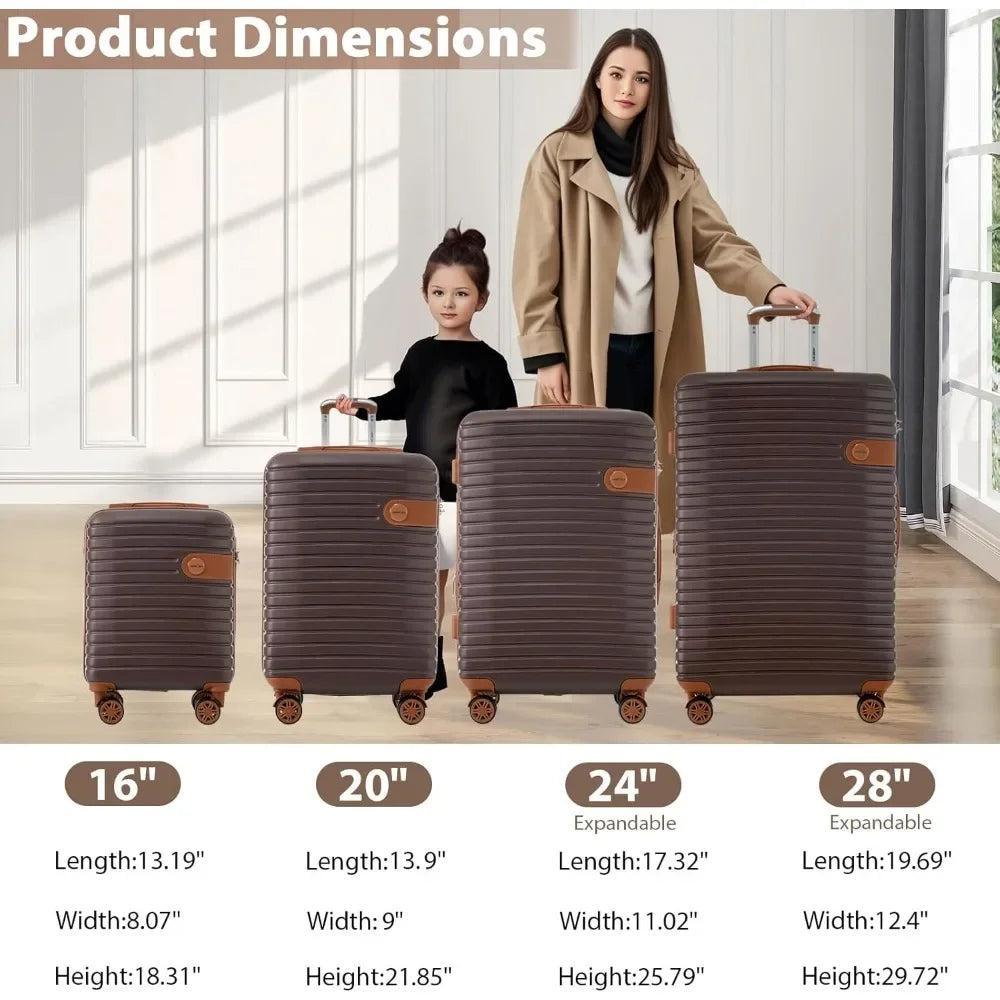 Hardshell Luggage Sets 4 piece Lightweight Suitcases With Wheels TSA Lock Expandable