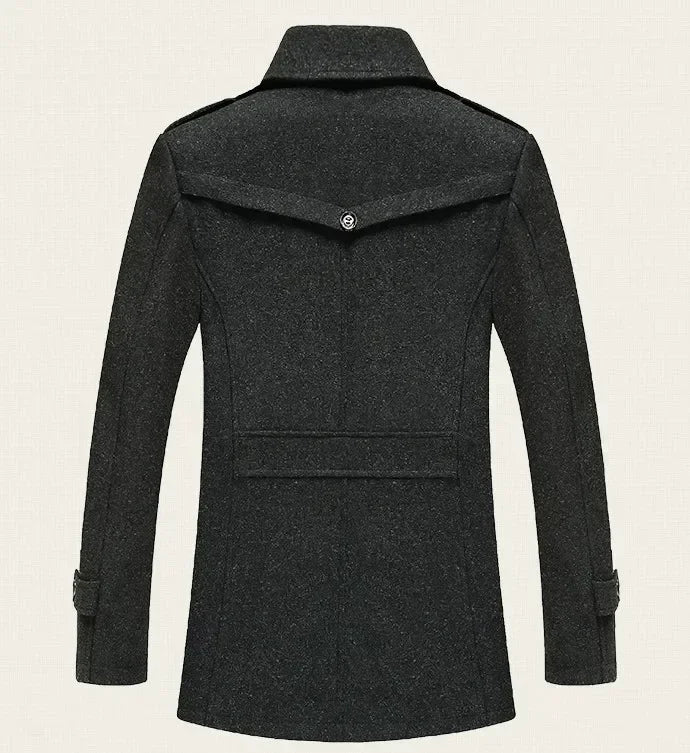 New Collection 2024-2025 Winter Mens Woollen Jacket High-quality Business Casual Jackets Male Long Style Stand Collar Solid Color Thicken Warm Wool Coats