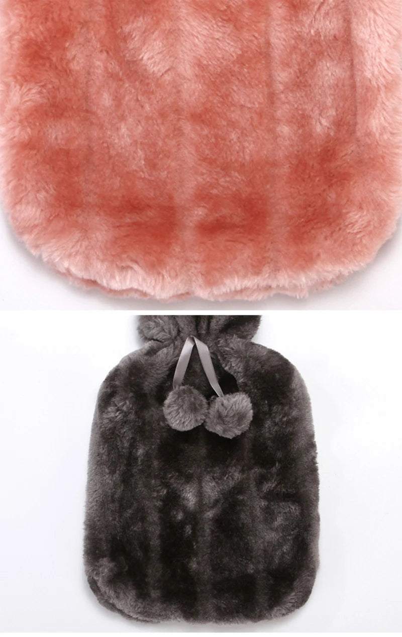 2000ML Hot Water Bottle Thick Water Injection Rubber Soft Plush Hot Water Bag Winter Feet Hand Warmer Bouillotte Warm Bouillotte