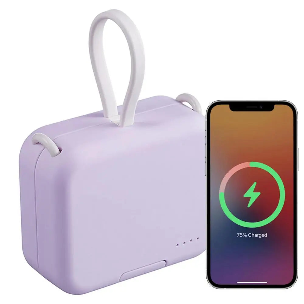 Small Portable Charger 4000mAh Portable Small Size Built-in Cable Power Bank Multifunctional External Battery Pack Fast