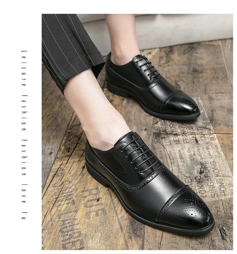Our New Collections 2024-2025 Men's Formal  Shoes Red Sole Fashion Business Casual Party Banquet Daily Retro Carved Lace-up Brogue Dress Wedding Shoes Size 48